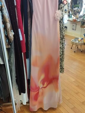 Zara Pink Ombre Maxi Dress with Orange Accents